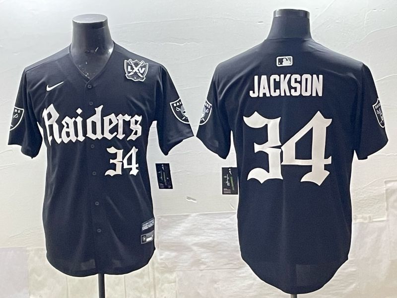 Men 2025 Oakland Raiders 34 Jackson black 6th generation Joint Name Nike Limited NFL Jersey style 07